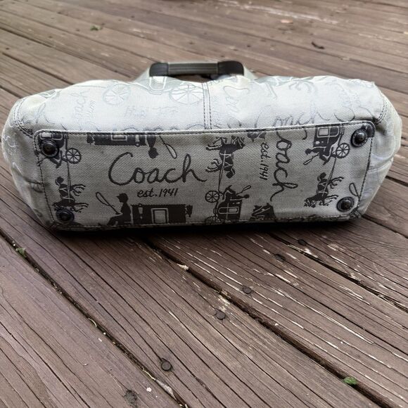 Coach Horse & Carriage Purse Shoulder Bag Gray Hobo - Picture 6 of 15